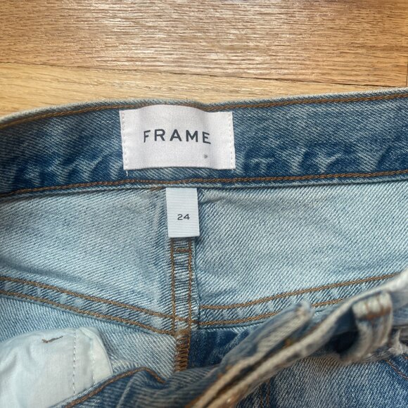 Frame  High Rise Denim Bermuda Shorts in Baines Rip NWOT / Size 24 - Picture 4 of 8